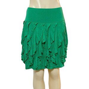 International Concepts Kelly Green Ruffle Tiered Short Skirt‎ Flowy Lined